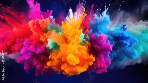 Colorful rainbow paint color powder explosion  AI generated Image