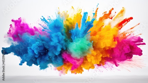 Colorful rainbow paint color powder explosion, AI generated Image