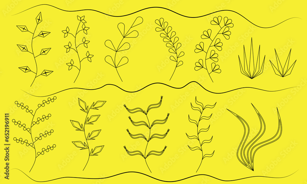 graphic vector of various kinds of plants in line art style. can be used for clip art or elements in advanced designs