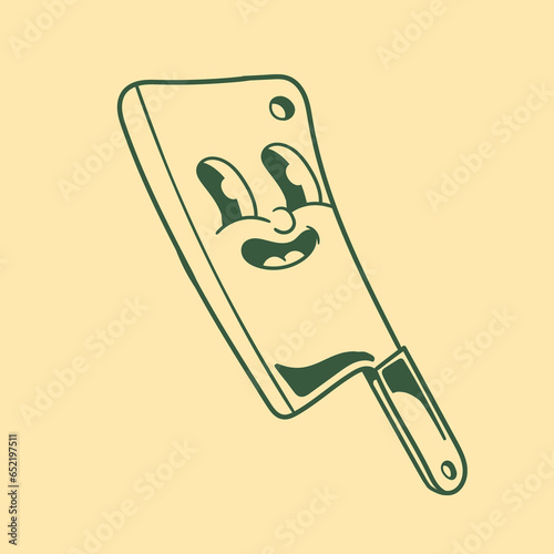 Vintage character design of butcher knife
