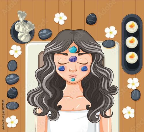 Beautiful Woman Receiving Gemstone Facial