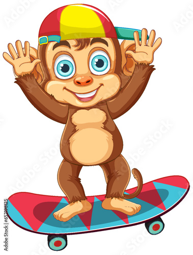 Monkey cartoon playing skateboard