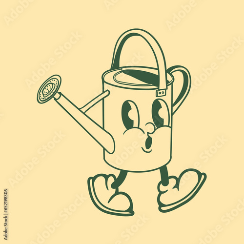 Vintage character design of watering can