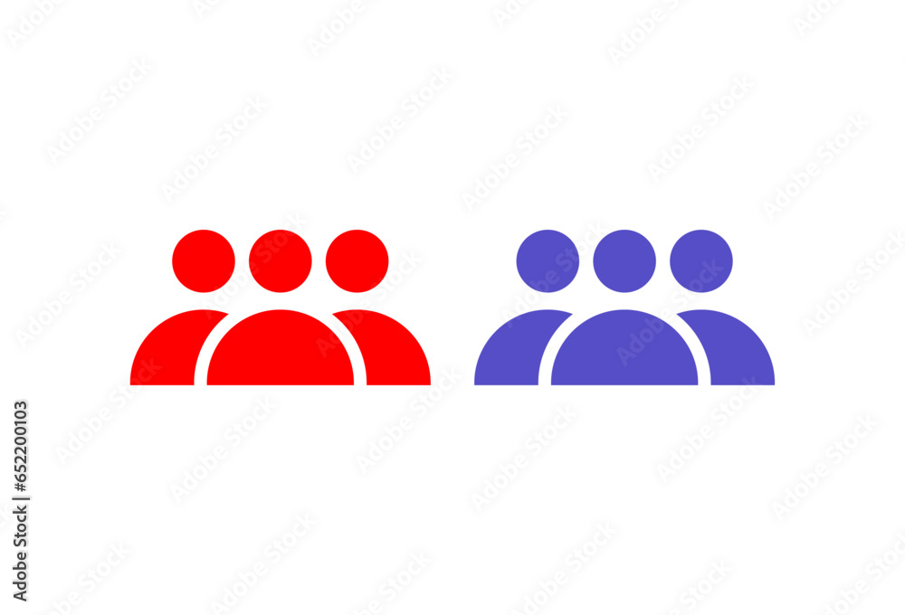 vector illustration of 3 human icons. teamwork. flat. red and blue vector illustration of 3 human icons. teamwork. flat. red and blue