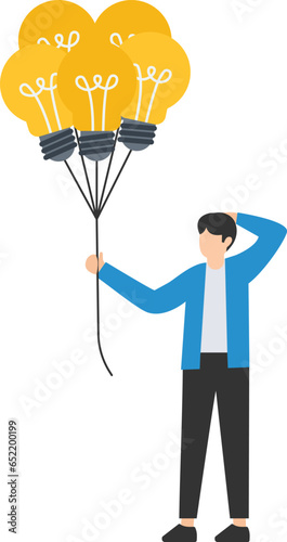 Helpful tips for business, Useful ideas or smart tricks to success, Advice or suggestion information for improvement, Holding lightbulb ideas balloon telling helpful tips

