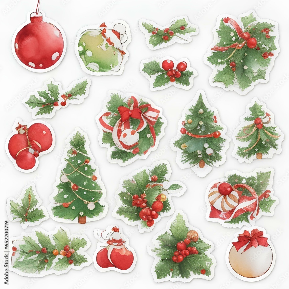 christmas element on a sticker sheet, created by ai generated christmas element on a sticker sheet, created by ai generated