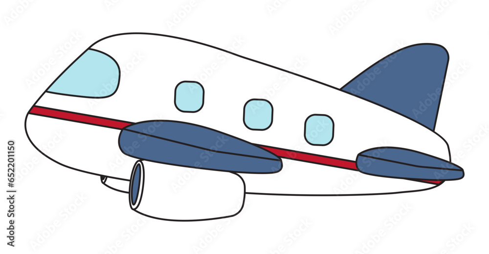Fototapeta premium Cute Passenger Airplane in Cartoon