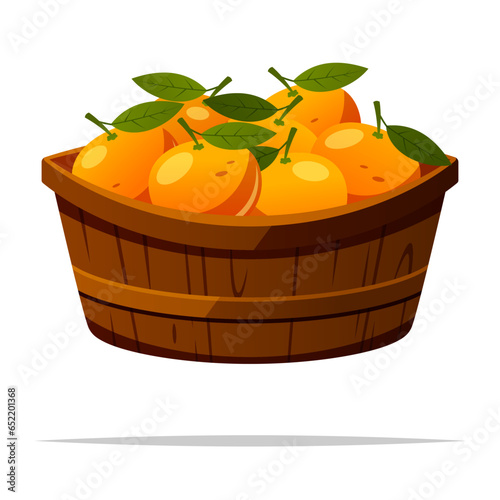 Basket of tangerine oranges vector isolated illustration