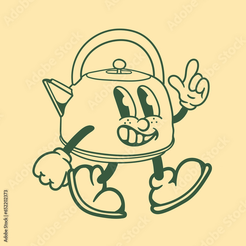 Vintage character design of kettle teapot