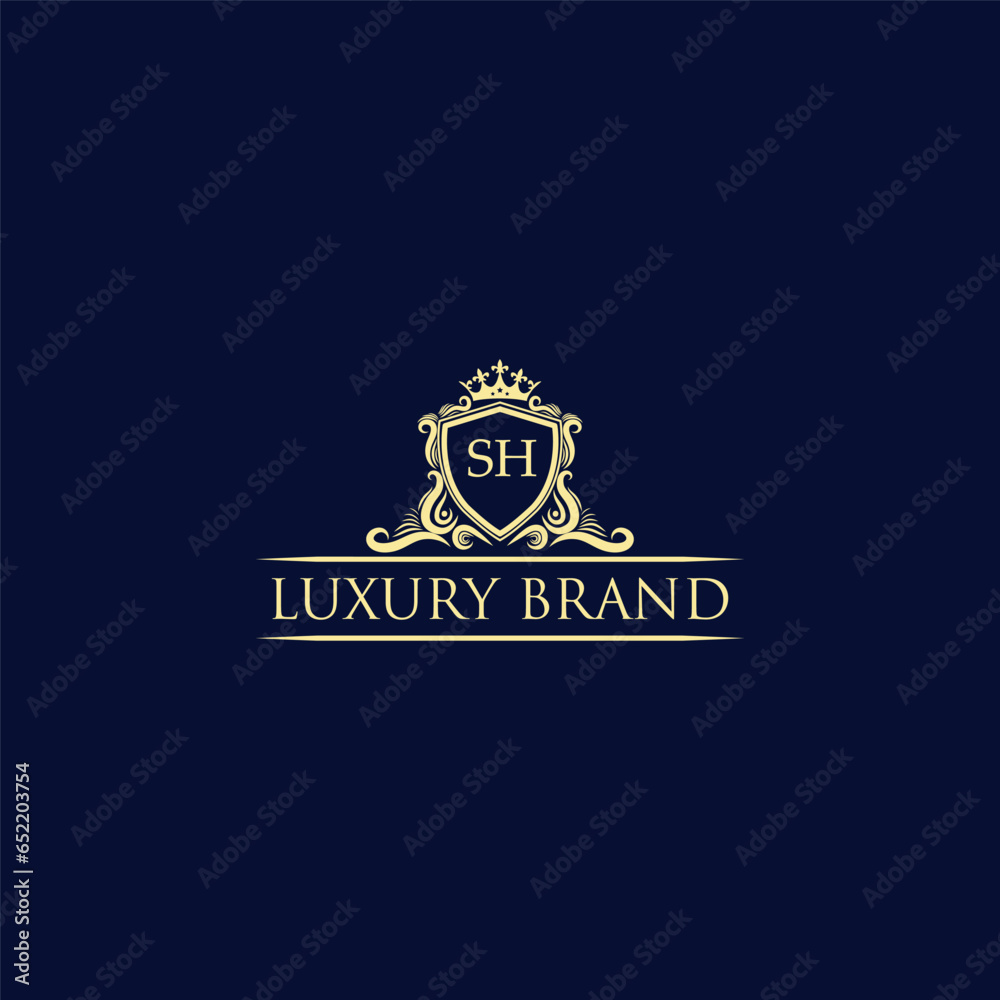 SH Luxury lion crest logo - royal lion vector template