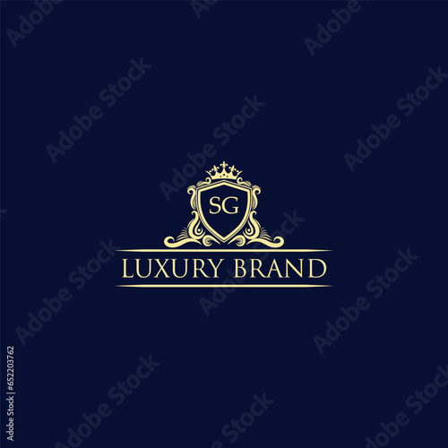 SG Luxury lion crest logo - royal lion vector template photo