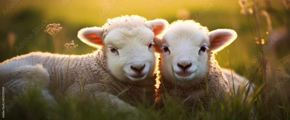 cute twin little goats 