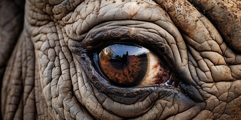Eye of a rhino, close-up, pupil