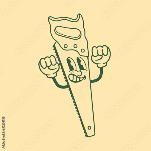 Vintage character design of hand saw