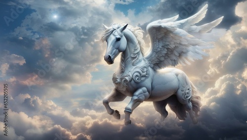 Pegasus horse in the clouds.  