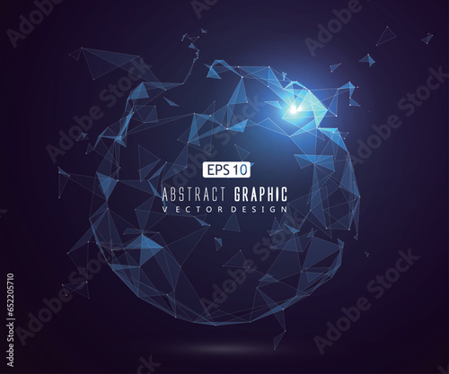 Circle cyberspace made of dots and lines, vector illustration.