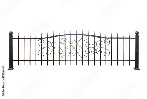 Metal fence, lattice with supports.