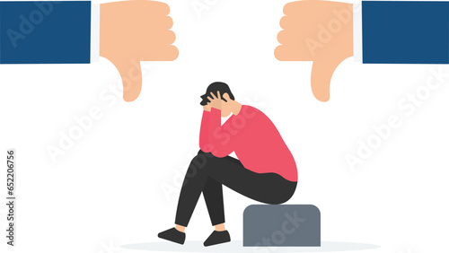Negative feedback, Bad review or one star customer feedback, Terrible or poor quality user experience, Low rating result or disappointment, Thumb down giving bad review star

