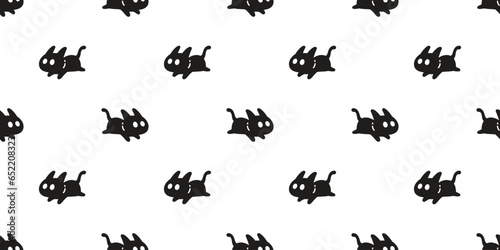 cat seamless pattern running jumping halloween black kitten cartoon neko calico vector pet breed doodle gift wrapping paper tile background repeat wallpaper illustration design isolated