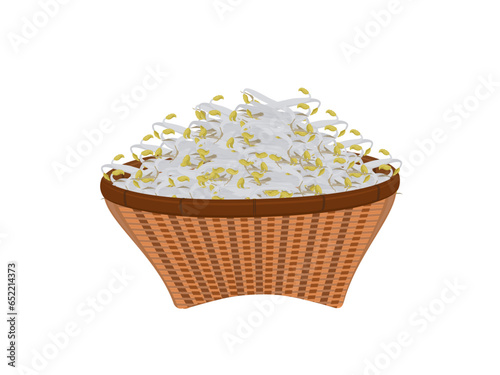 Bean sprouts on a white background.
