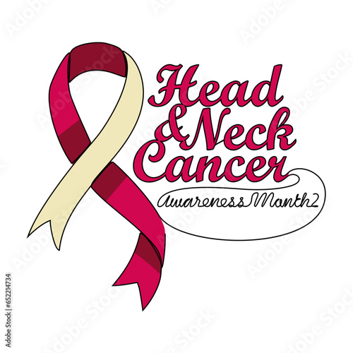 One continuous line drawing of head and neck cancer awareness month with white background. Awareness ribbon design in simple linear style. healthcare and medical design concept vector illustration.