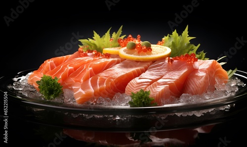 macro sashimi on ice, ai generative