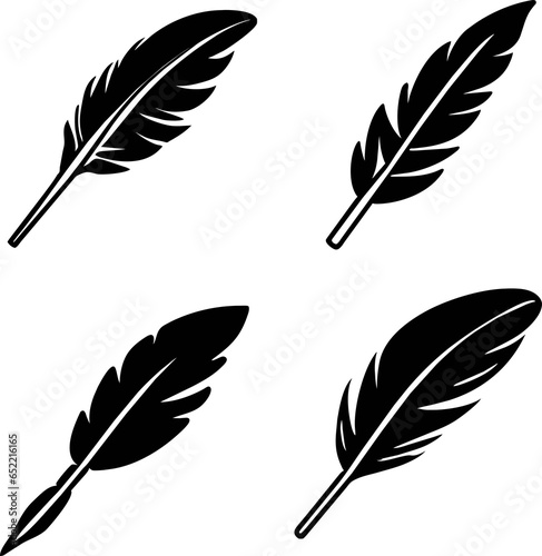set of feather pen icon vector photo