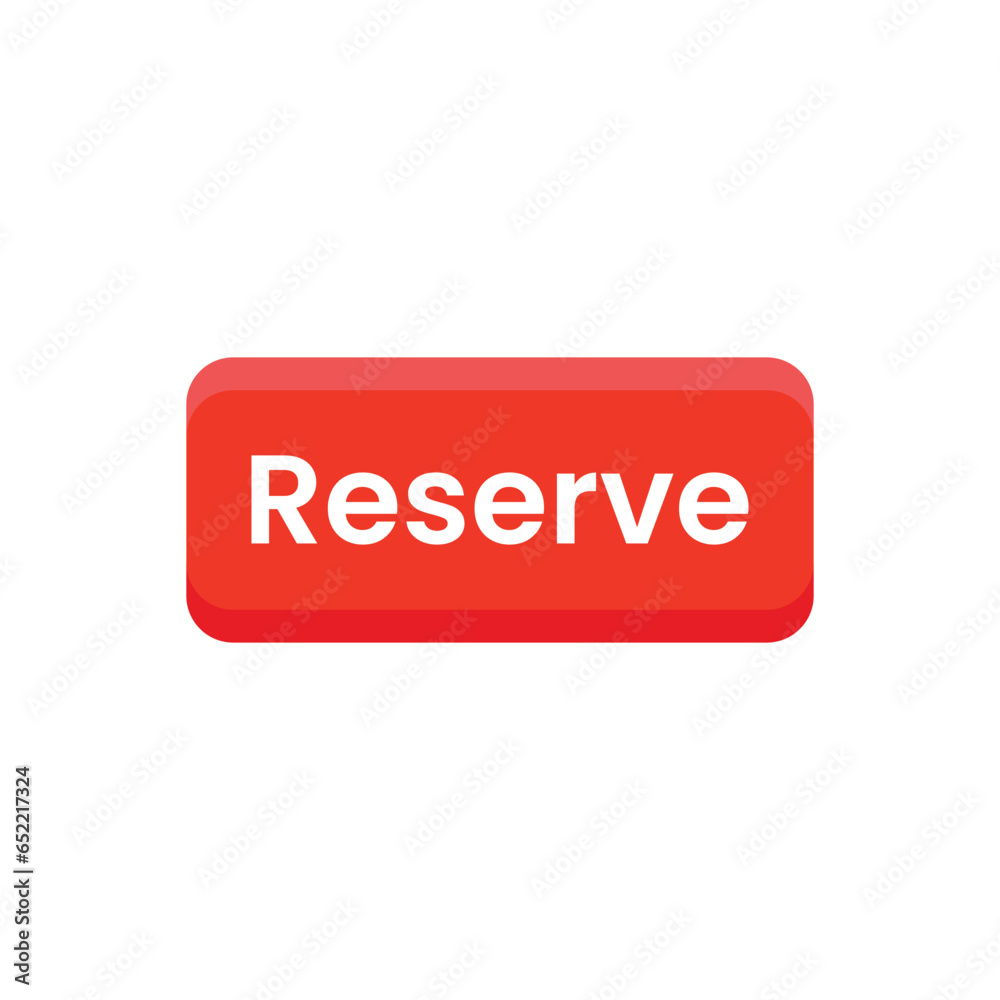 red reserve button isolated on white. concept of easy electronic booking by laptop or mobile phone and pre-order motel. flat cartoon modern ui logotype graphic art minimal design webpage element red reserve button isolated on white. concept of easy electronic booking by laptop or mobile phone and pre-order motel. flat cartoon modern ui logotype graphic art minimal design webpage element