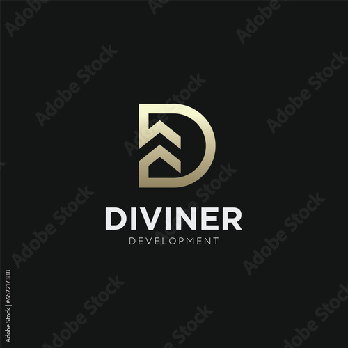 D latter real estate logo and vector