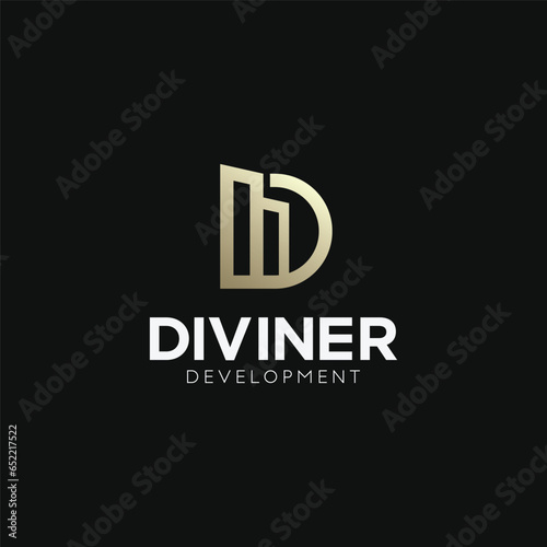 D latter real estate logo and vector
