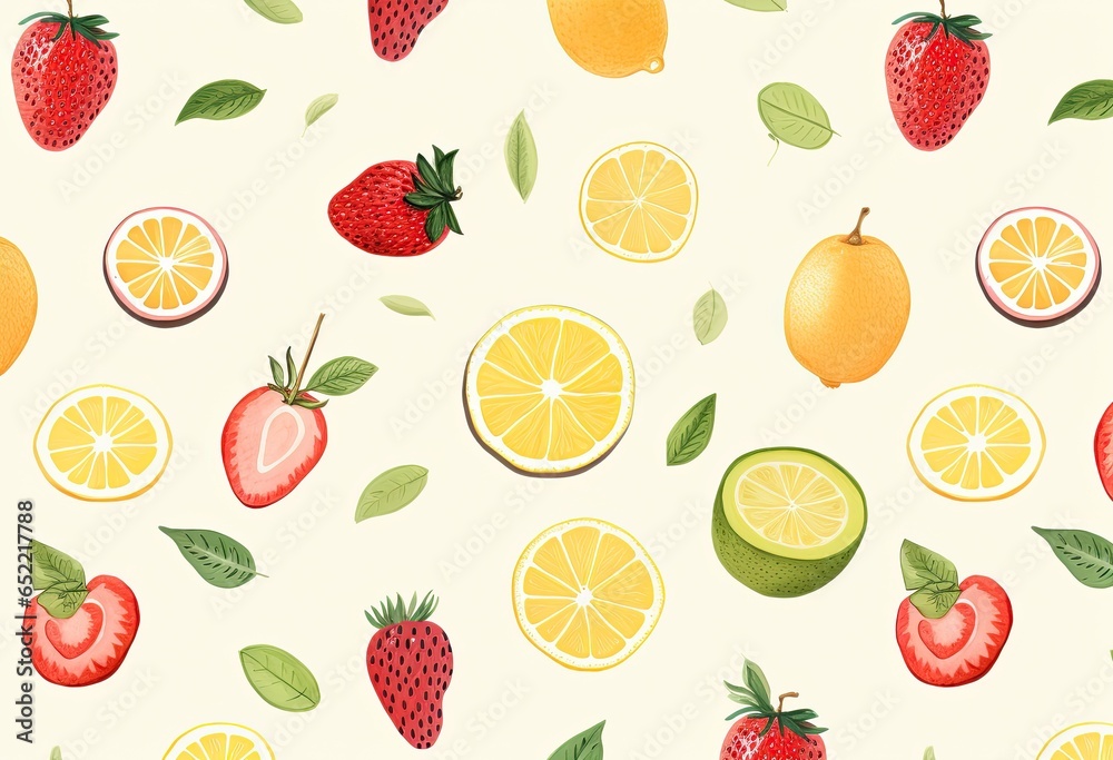 mixed fruit pattern banner wallpaper