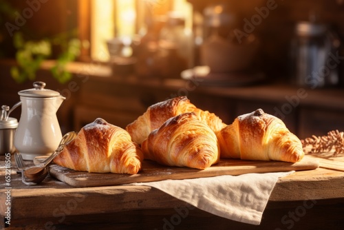 Small cozy cafe coffee shop bakery completing order business interior sunny morning light barista offers cheap hot tasty cocoa latte cappuccino americano espresso baguette bread bun donuts croissants