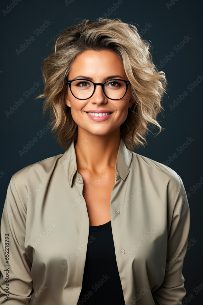 Woman with glasses and shirt on posing for picture.