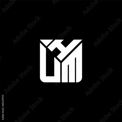 HUM letter logo abstract creative design. HUM unique design, HUM minimalist element design.	