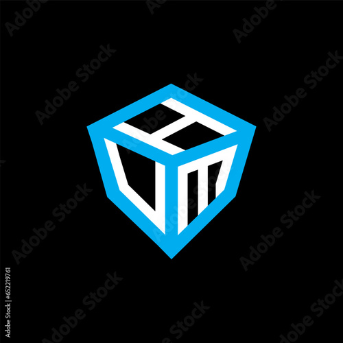 HUM letter logo abstract creative design. HUM unique design, HUM minimalist element design.	
