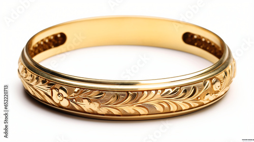 Golden bracelets isolated on white background 