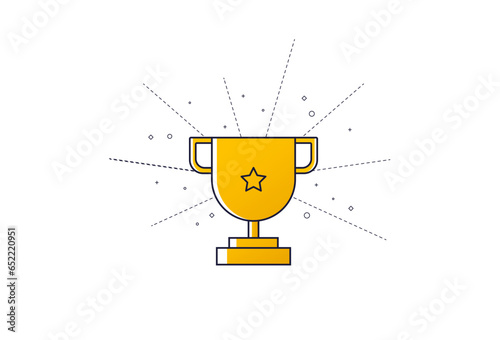 champion trophy. star logo in the center. sports award. prize winner. flat. element memphis. vector illustration