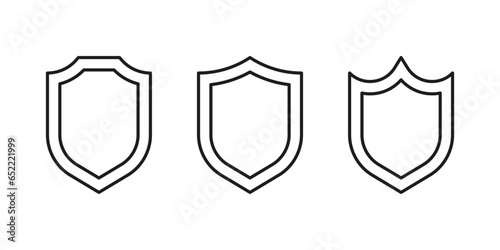Shield of secure, protect line icon set. Shield guarantee, privacy, medical safety. Armor in fight. Vector illustration