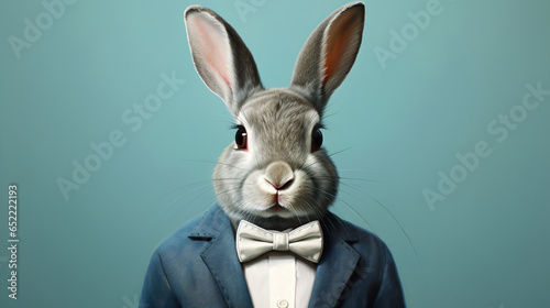 Gray rabbit wearing a suit © Gefer