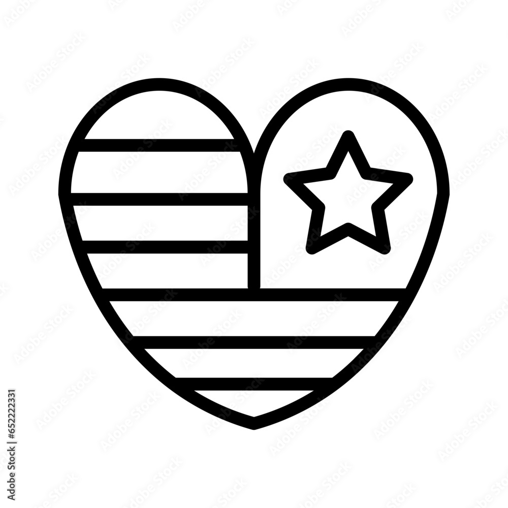 Flag Heart United Outline Icon