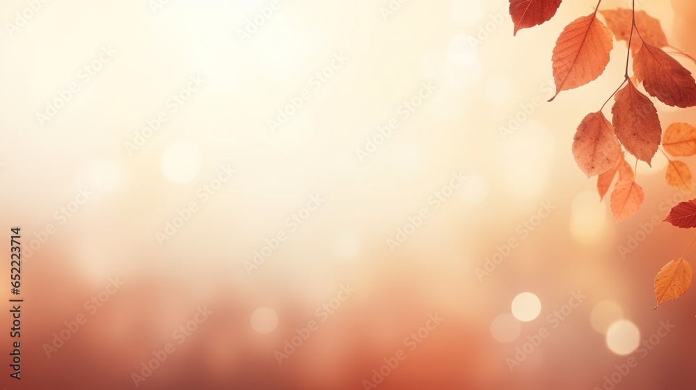 Fototapeta premium Falling autumn background with bokeh effect, abstract design with copy space.