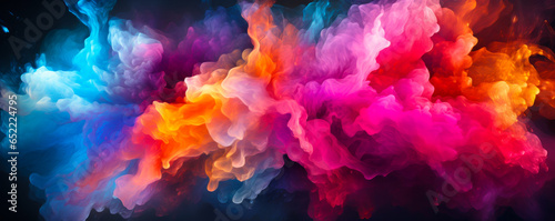 Explosive Beauty: Multicolored Neon Smoke and Ink in 3D Rendering © Bartek