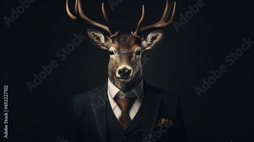 Horned sir deer wearing formal suit © Gefer