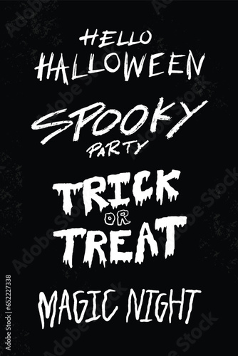 Halloween text decoration set hand drawn lettering vector design