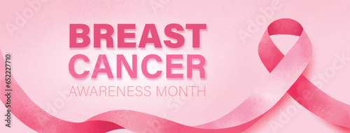 Woman breast cancer awareness month banner background with pink ribbon symbol decoration