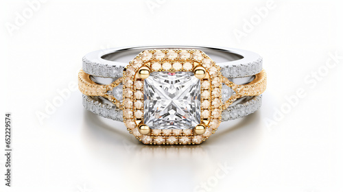 Diamond Engagement Ring isolated on white background 