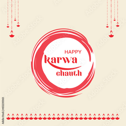 Free vector happy karwa Chauth with decorated puja thali of greeting card background