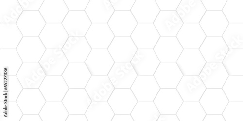 White Hexagonal Background. Computer hexagoan digital drawing, background with hexagons, abstract background. 3D Futuristic abstract honeycomb mosaic white background.  photo