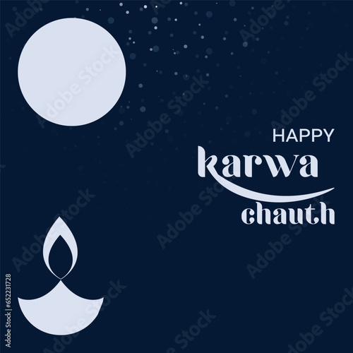 Free vector happy karwa Chauth with decorated puja thali of greeting card background