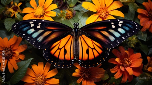 A graceful butterfly perches gently on the petals of a flower